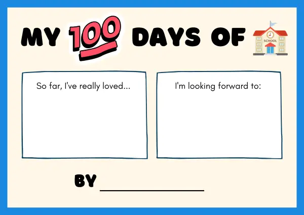 100 Days of School Writing Worksheet