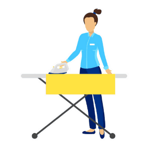 daily routine example - woman ironing clothes