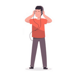 man listening to music