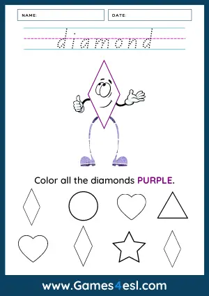 2D Shapes Worksheet - Diamond