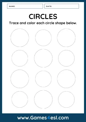 2D Shapes Tracing Worksheet - Circles