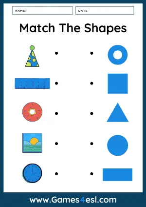 2D Shapes Matching Worksheet