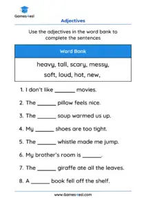 Adjective Worksheets For Grade 2 | Games4esl