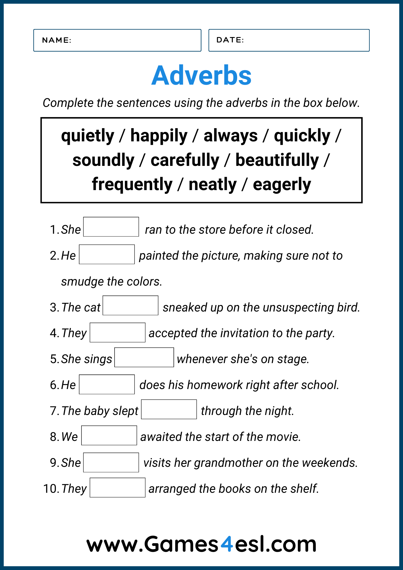 An Adverb Worksheet