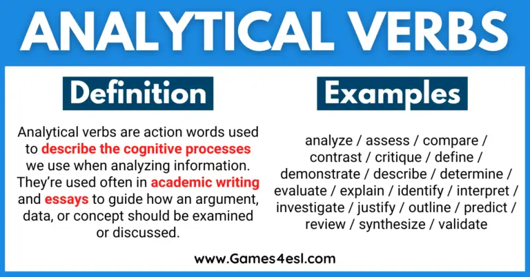 A definition and examples of analytical verbs
