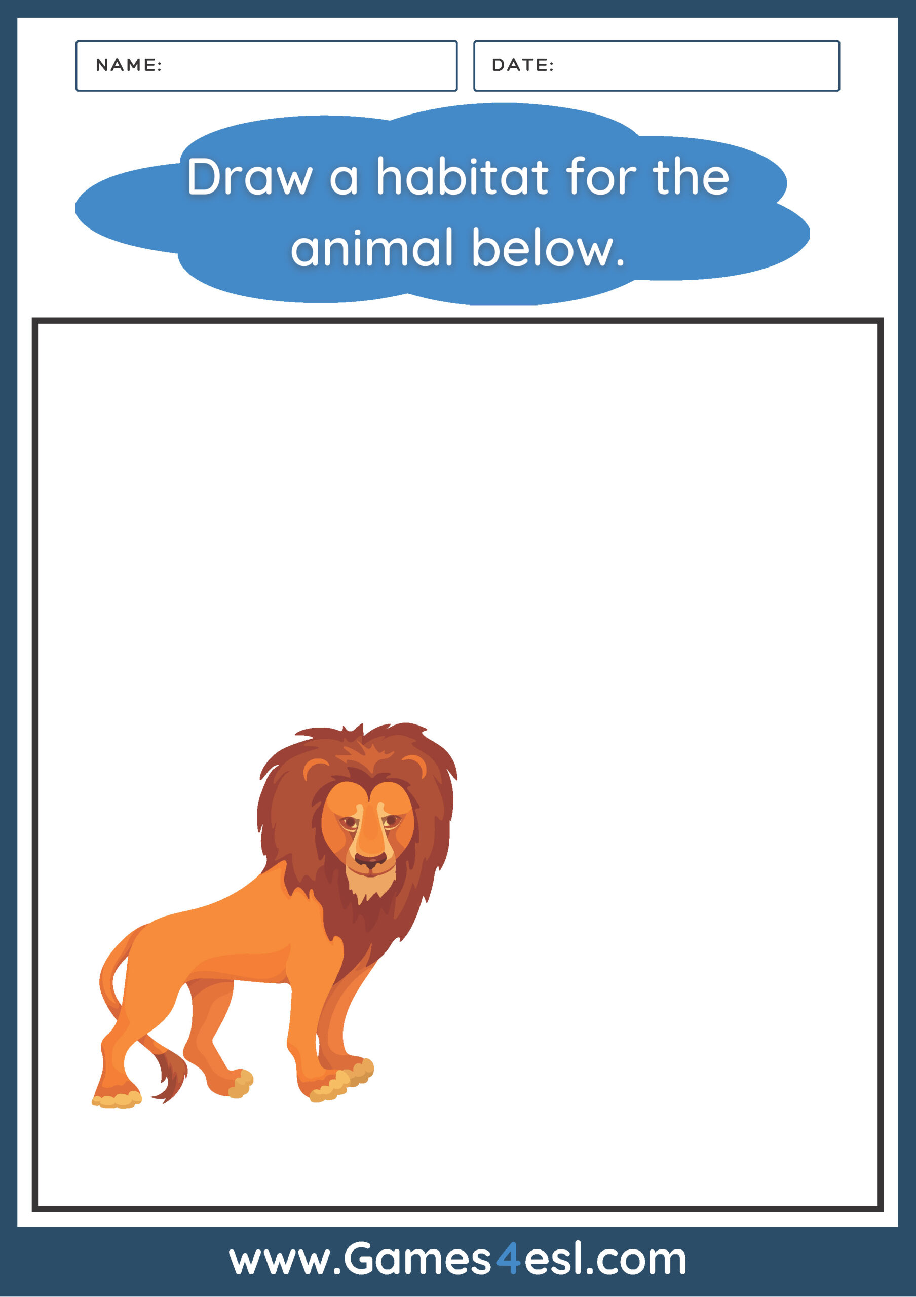 Animals And habitats Worksheet - Drawing