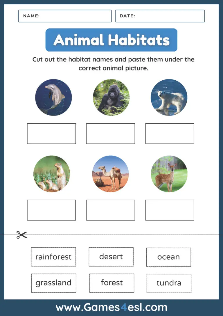 Animals And Habitats | Free PDF Worksheets | Games4esl