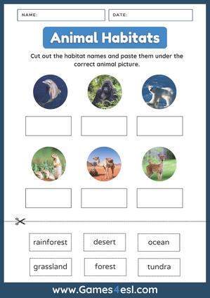 Animals And Habitats | Free PDF Worksheets | Games4esl