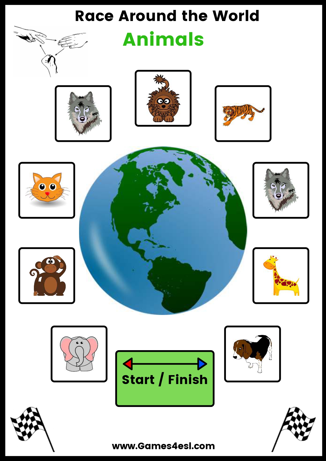 A printable board game about animals.