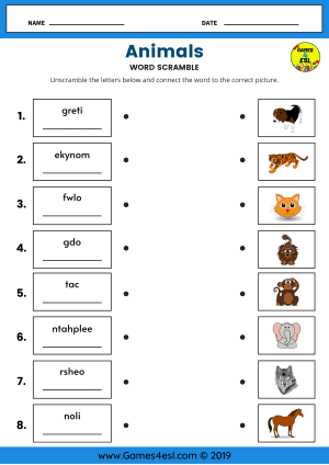 Animals Worksheet For ESL Beginners