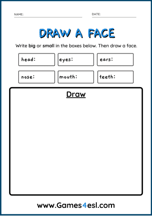 Big and Small activity worksheet