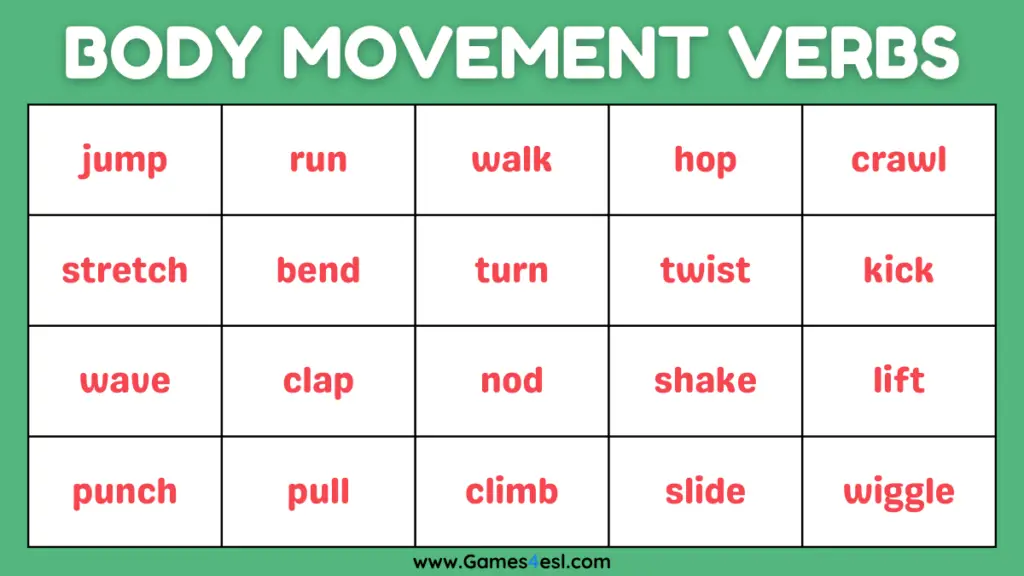 A List Of Verbs For Kids