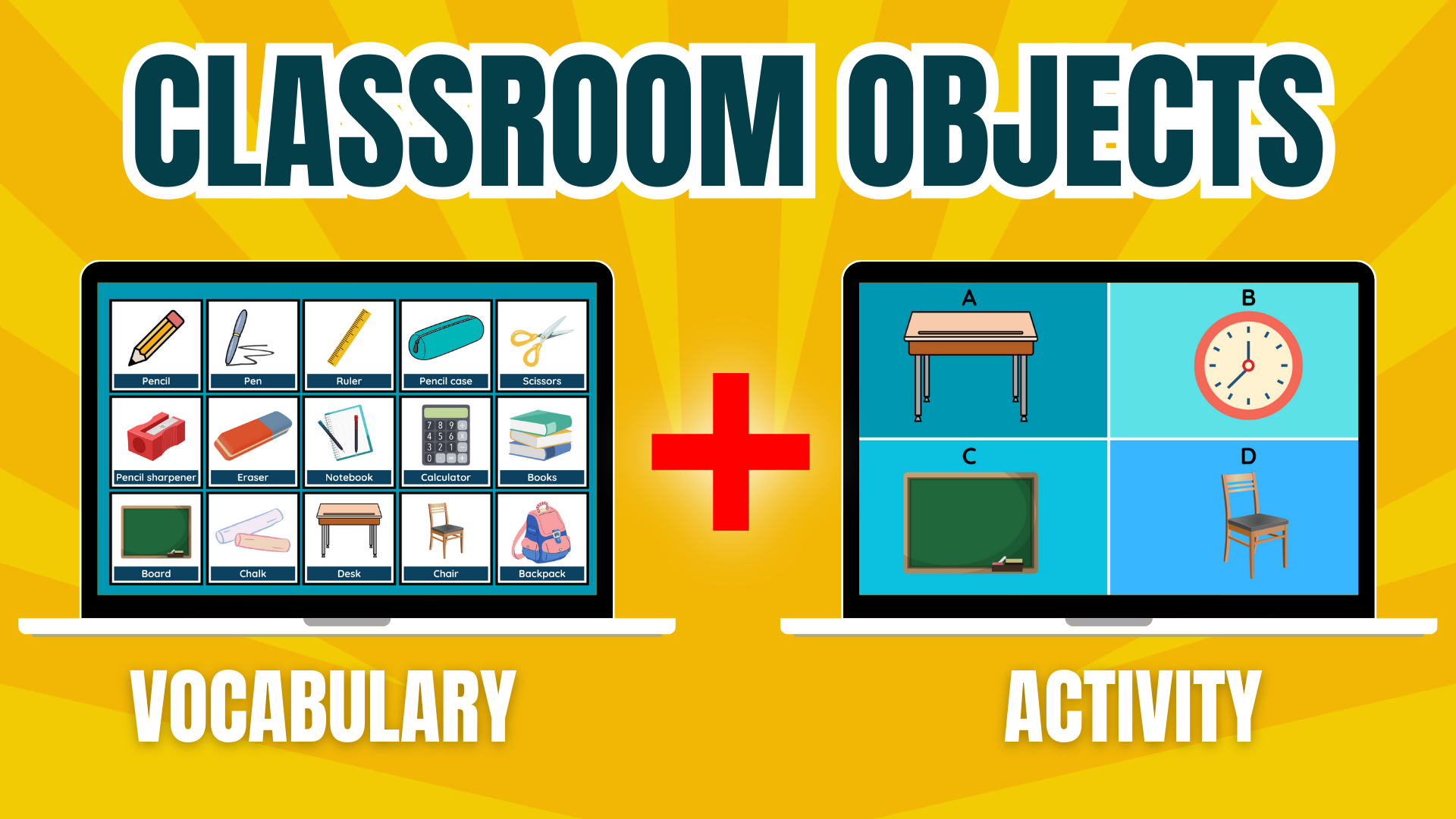 A game to teach classroom objects vocabulary.