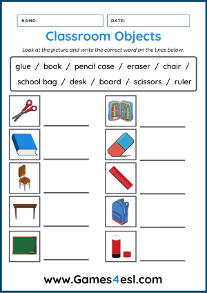Classroom Object Worksheet