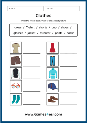 Clothes Worksheet