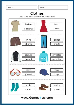 Clothes Vocabulary: Names of Clothes in English with Pictures • 7ESL   English vocabulary, English language learning, English language teaching