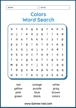 A colors word search