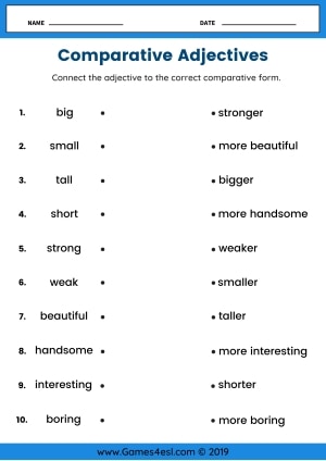Comparative Adjectives Worksheet