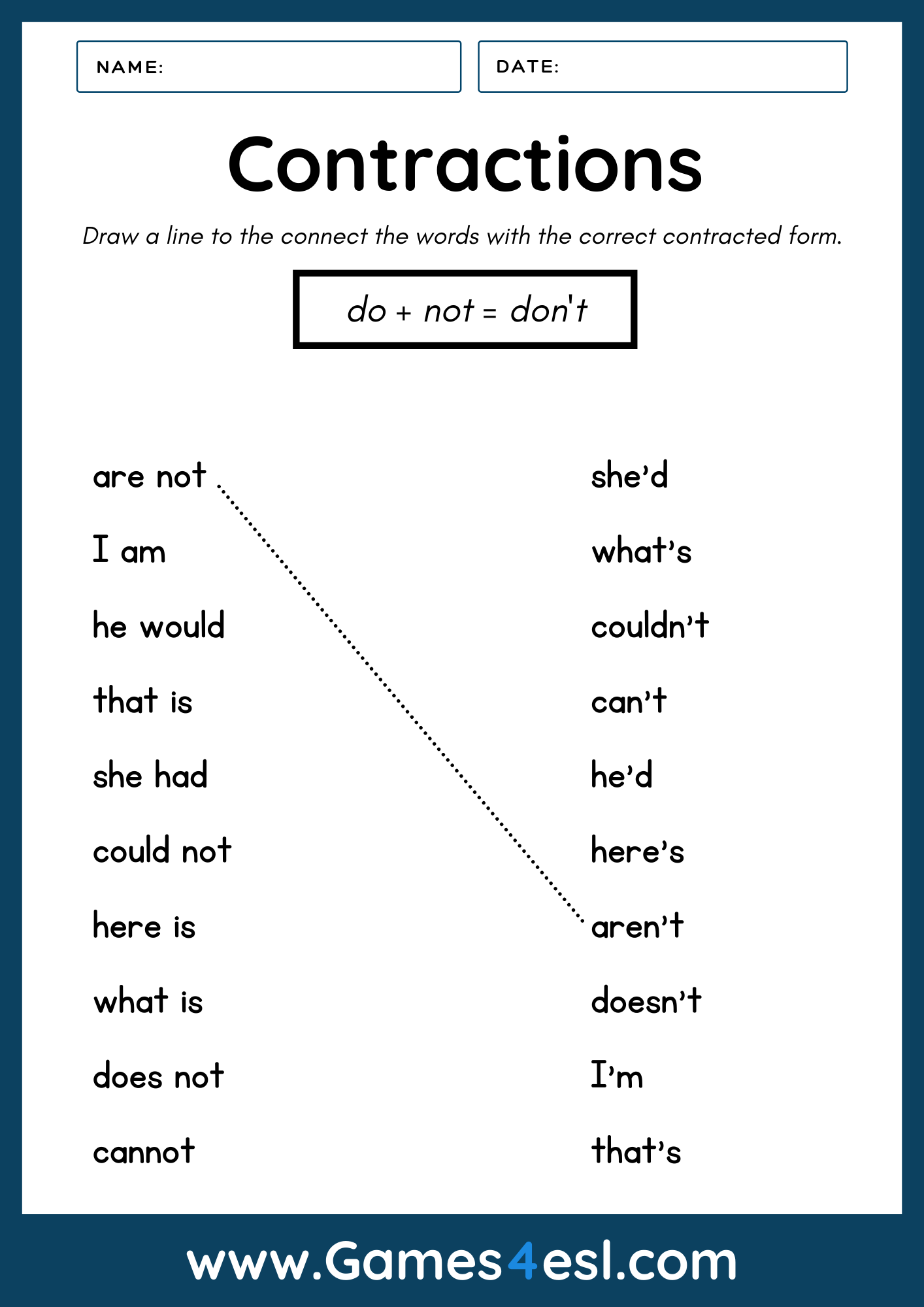 Contraction Worksheet