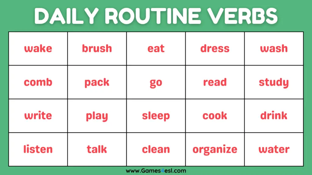 A List Of Verbs For Kids