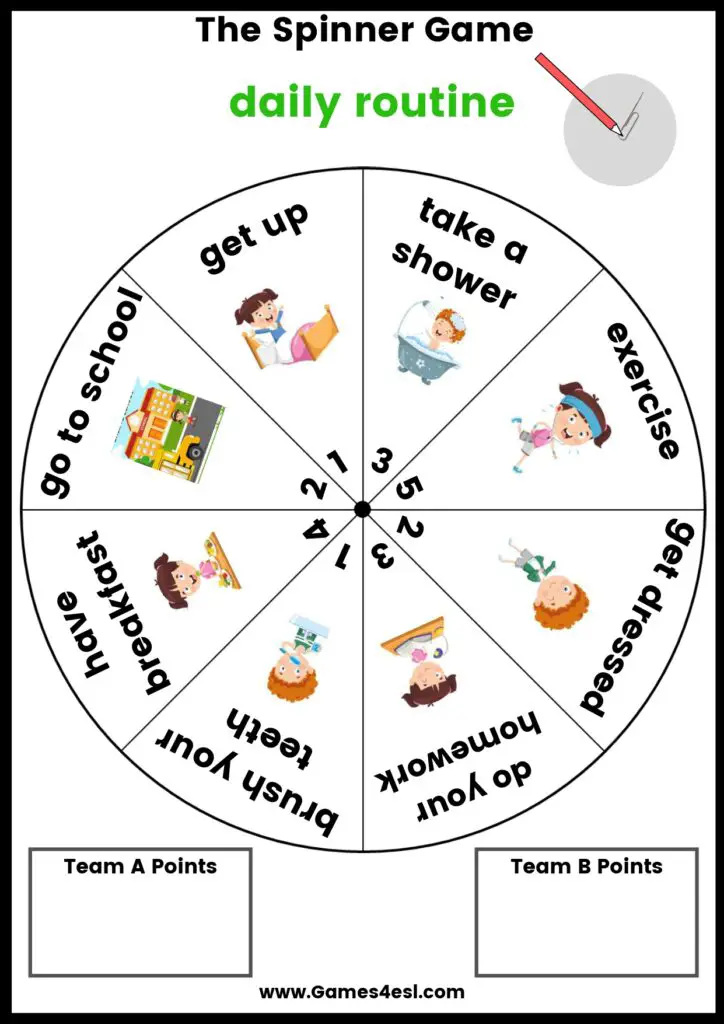 Printable Daily Routine Board Games | Games4esl