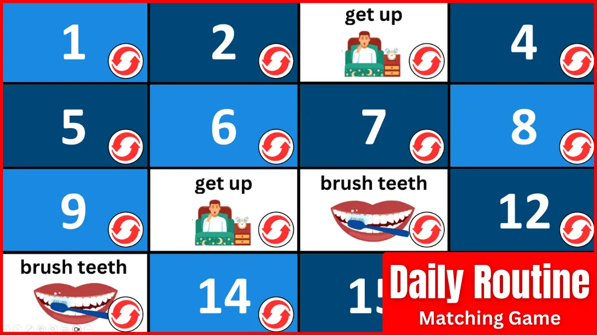 A Memory Game PPT For teaching daily routine.