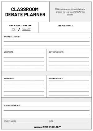 Debate Worksheet