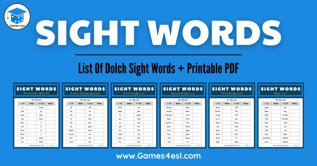 Dolch Sight Words | Useful List Plus Printable PDF And Flashcards