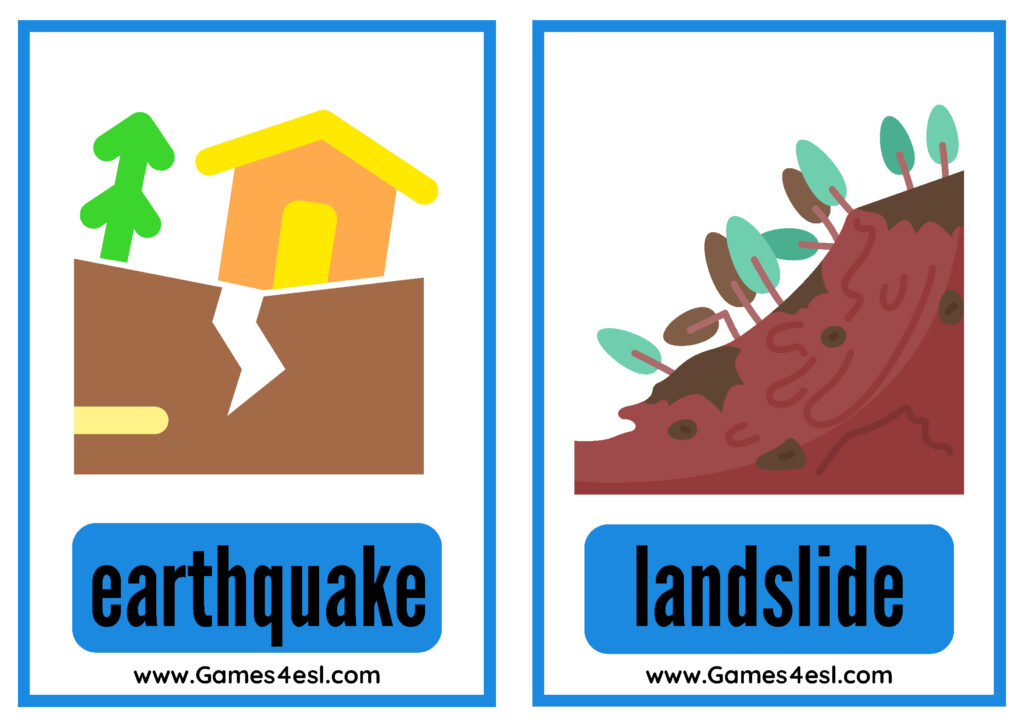 flashcards - earthquake, landslide