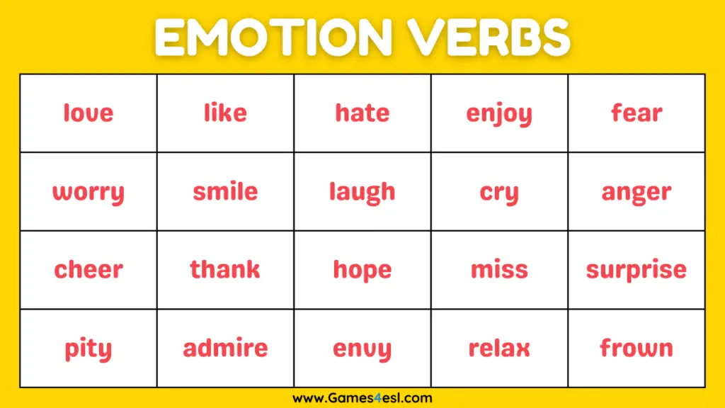 A List Of Verbs For Kids