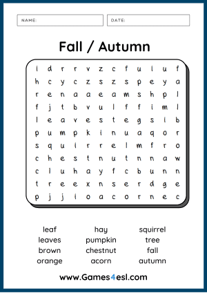 Fall Word Search