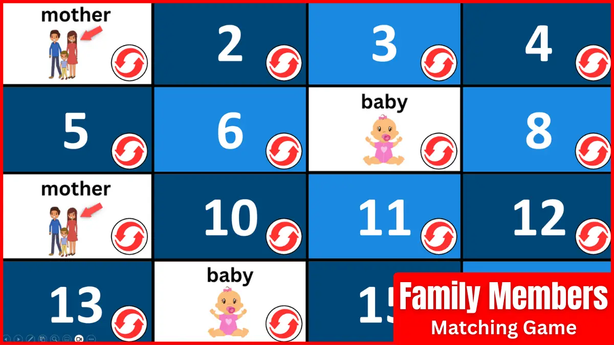 A memory game ppt for teaching family members.