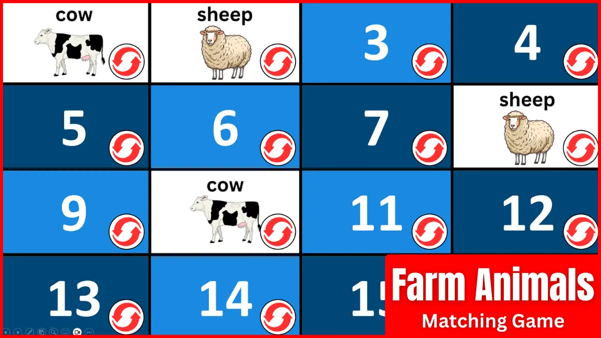 A farm animals memory game ppt.