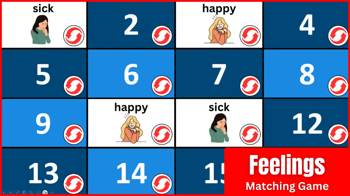 A memory game ppt to teach feelings and emotions.