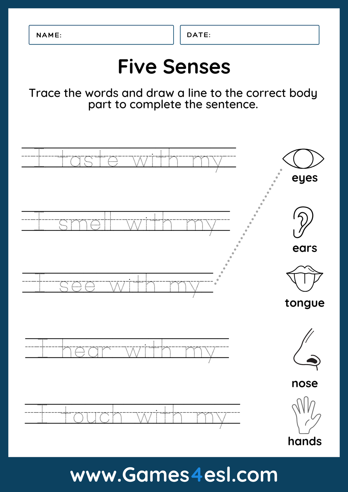 Five Senses Worksheets