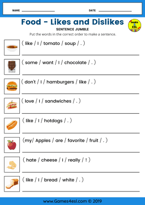 Food Worksheet