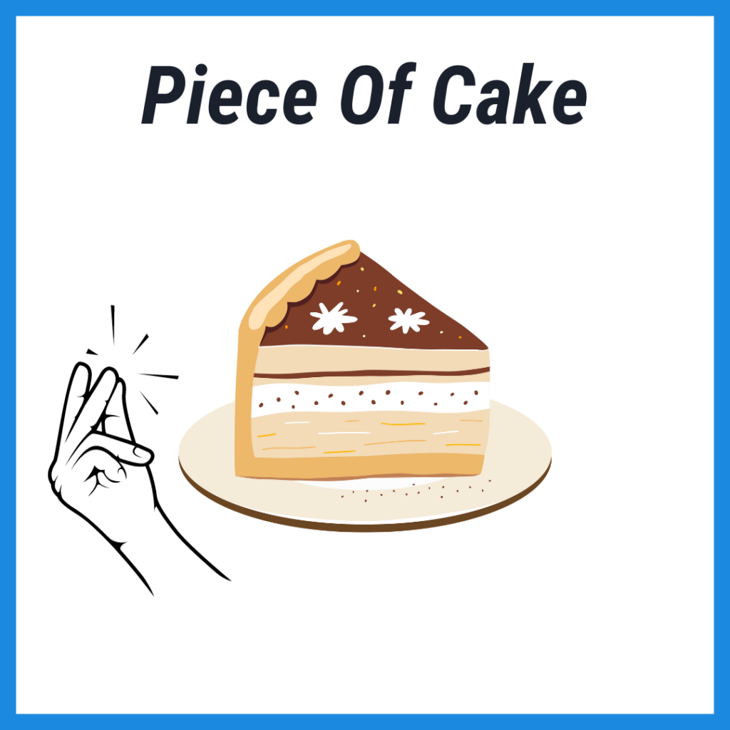 A Picture depicting the English idiom "Piece Of Cake"