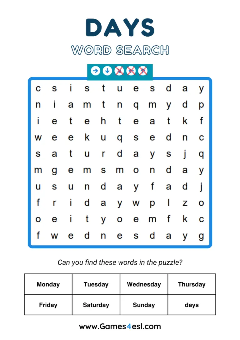 Word Searches For Grade 1 | Games4esl