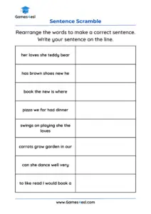 Grade 2 Sentence Worksheets | Games4esl