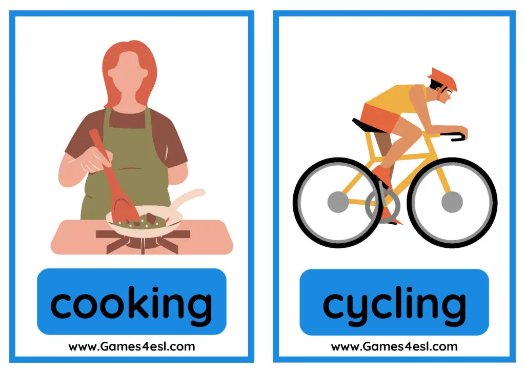 Hobby Flashcards - cooking and cycling