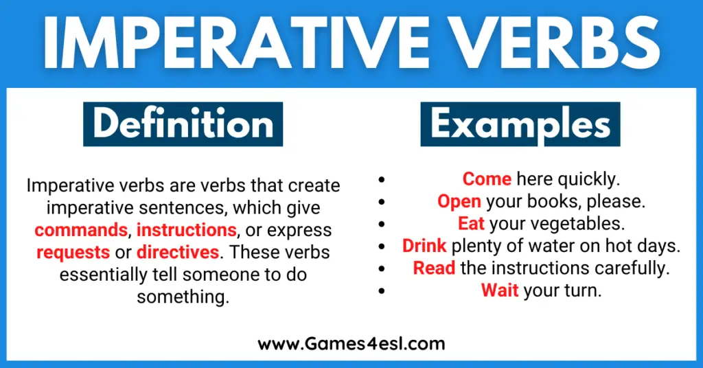 A definition of Imperative verbs together with examples