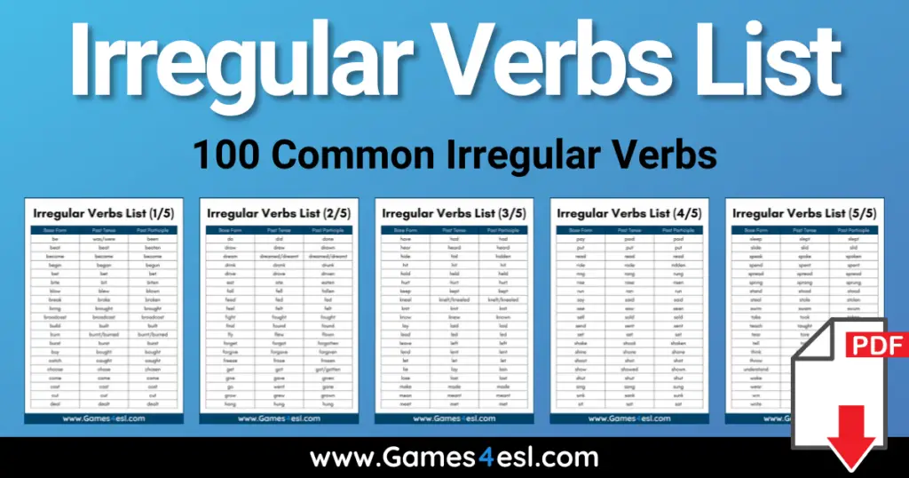 Useful List Of Irregular Verbs (PDF Included)