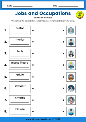 Jobs and occupations worksheet