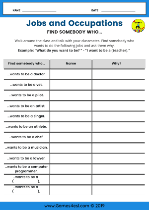 Jobs worksheet