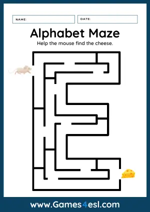 Letter E Maze Worksheet - Uppercase