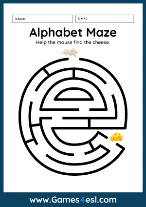 Letter E Maze Worksheet - Lowercase