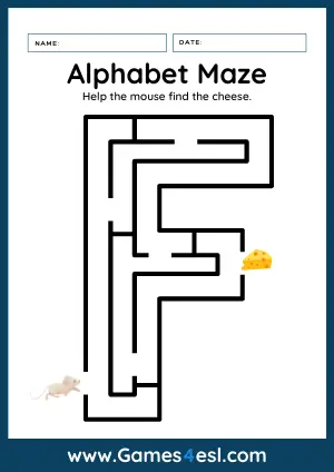 Letter F Maze Worksheet - Uppercase