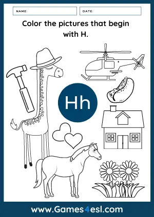 Letter H Coloring Worksheet