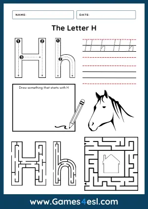 Letter H Worksheet