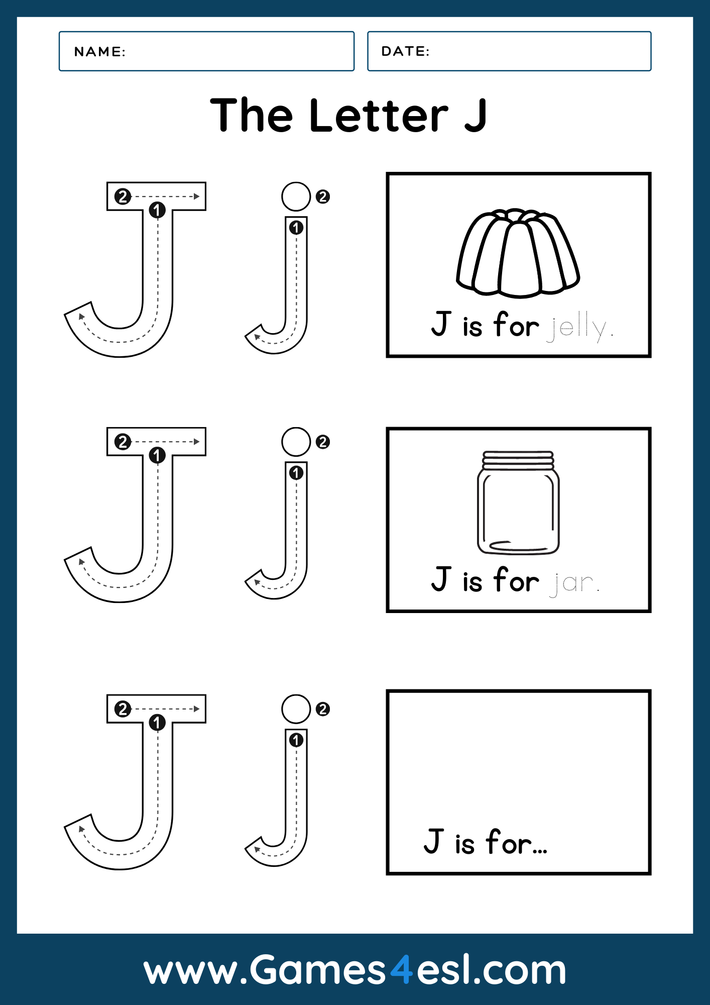 Letter J Worksheet